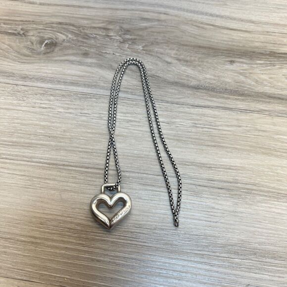 Brighton Radiant Hearts Necklace 22" Silver Toned Chain Hollow Heart Logo - Picture 3 of 8